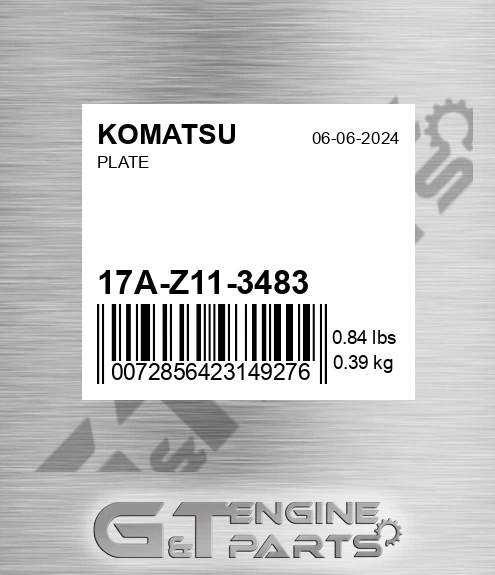 17A-Z11-3483 Plate for KOMATSU