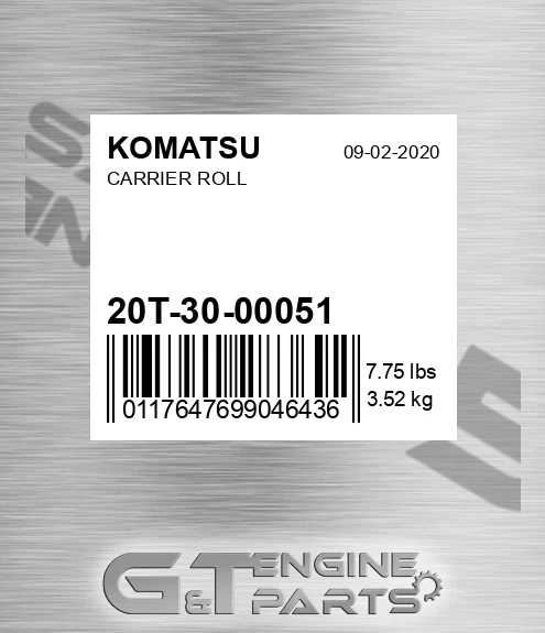 20T-30-00051 Carrier Roll for KOMATSU