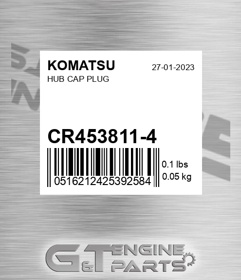 CR453811-4 Hub Cap Plug