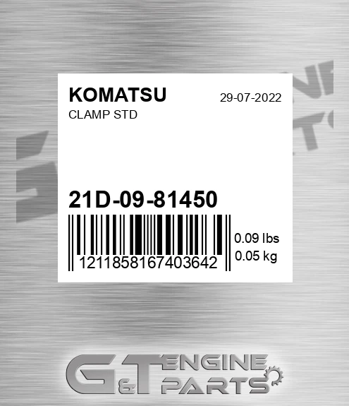 21D-09-81450 Clamp Std for KOMATSU