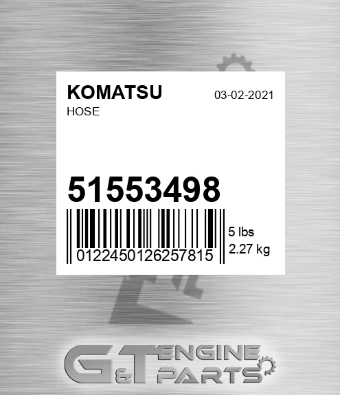 51553498 Hose for KOMATSU