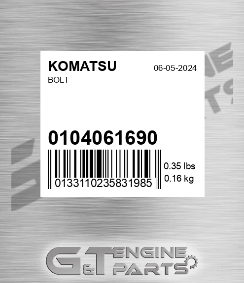 01040-61690 Bolt for KOMATSU
