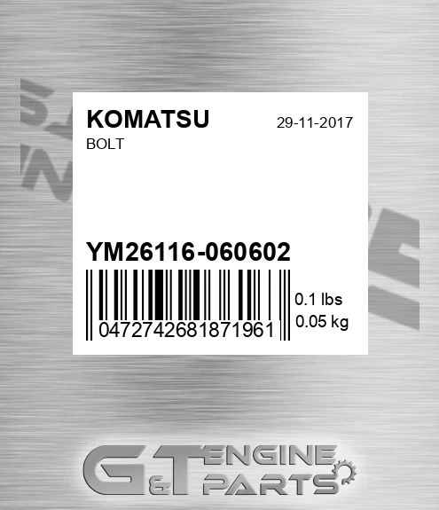 YM26116060602 Bolt
