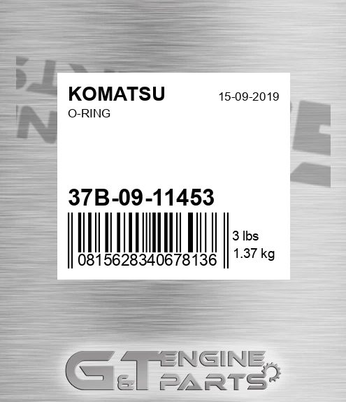 37B-09-11453 O-ring for KOMATSU