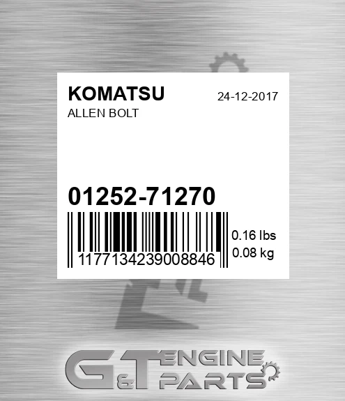 01252-71270 Allen Bolt for KOMATSU