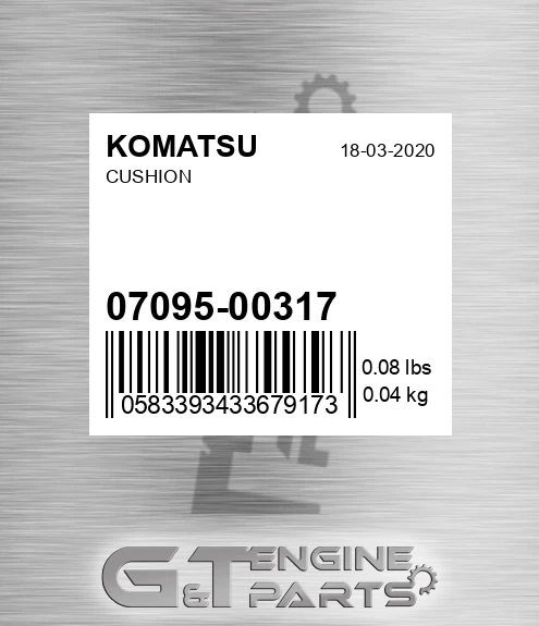 07095-00317 Cushion for KOMATSU