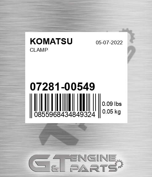 07281-00549 Clamp for KOMATSU