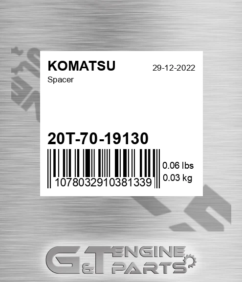20T-70-19130 Spacer for KOMATSU