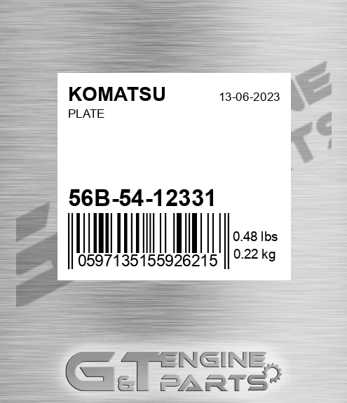 56B-54-12331 Plate for KOMATSU