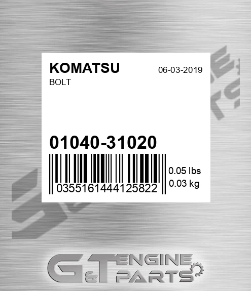 01040-31020 Bolt for KOMATSU