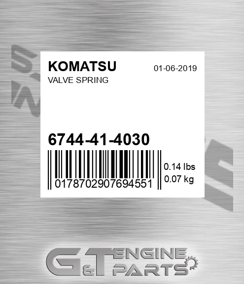 6744-41-4030 Valve Spring for KOMATSU