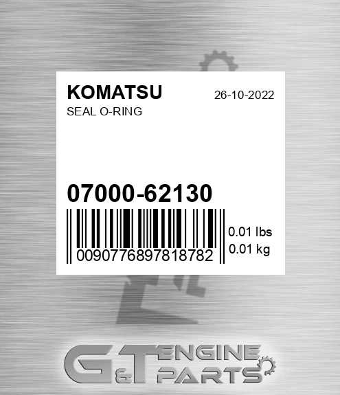 07000-62130 Seal O-ring for KOMATSU