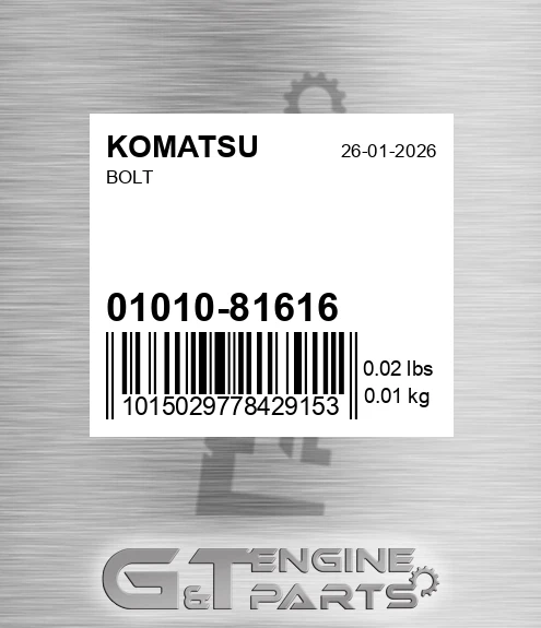 01010-81616 Bolt for KOMATSU