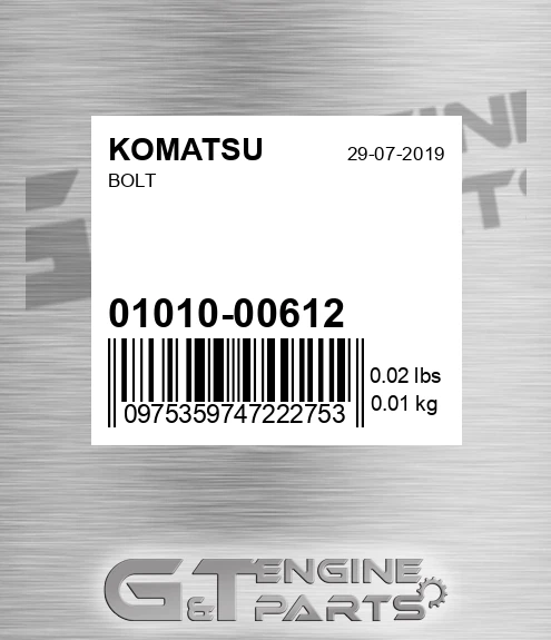 01010-00612 Bolt for KOMATSU
