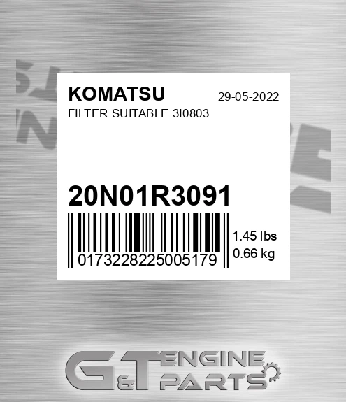 20N-01-R3091 Filter Suitable 3i0803 for KOMATSU