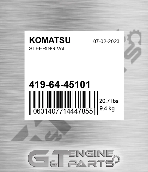 419-64-45101 Steering Val for KOMATSU
