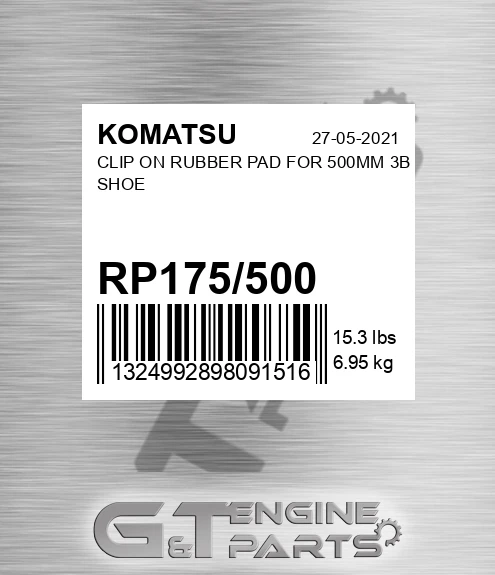 RP175/500 Clip On Rubber Pad For 500mm 3b Shoe