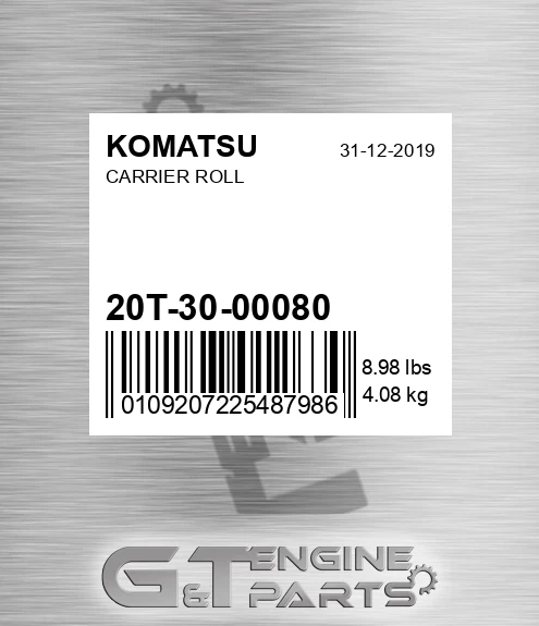 20T-30-00080 Carrier Roll for KOMATSU