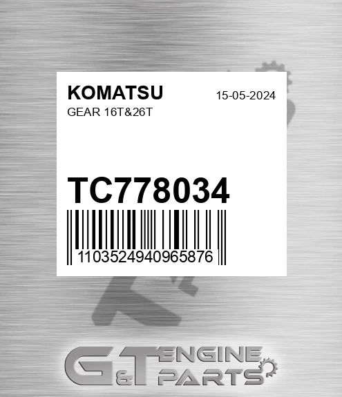 TC778034 Gear 16t&26t for KOMATSU