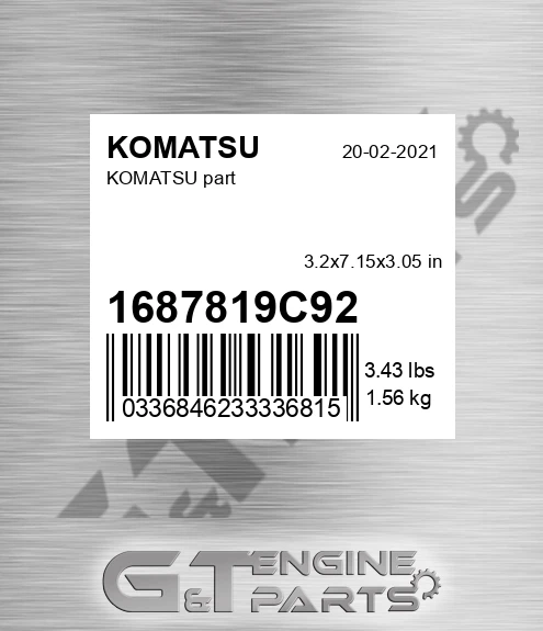 1687819C92 Part for KOMATSU