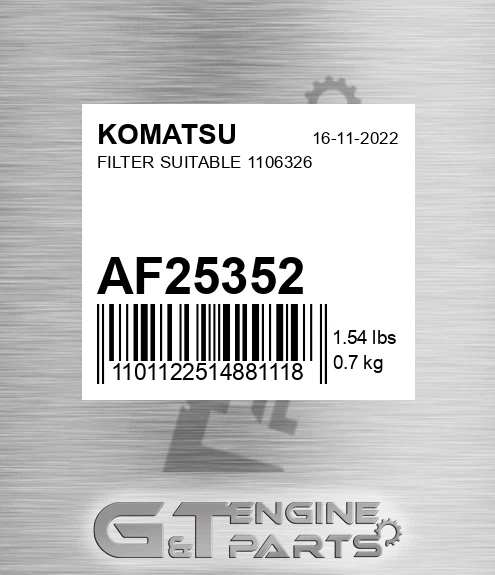 AF25352 Filter Suitable 1106326
