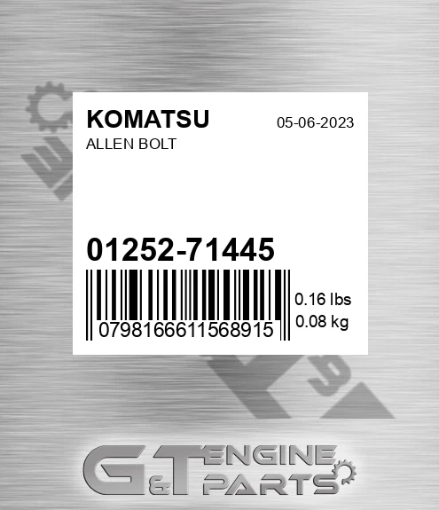 01252-71445 Allen Bolt for KOMATSU