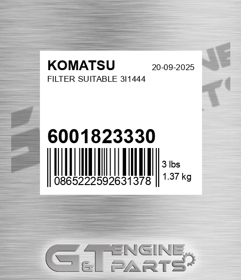 600-182-3330 Filter Suitable 3i1444 for KOMATSU