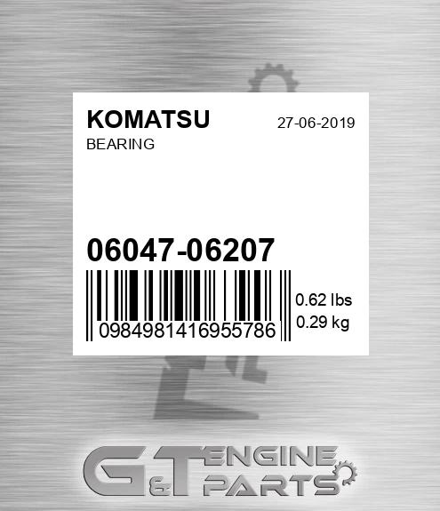06047-06207 Bearing for KOMATSU