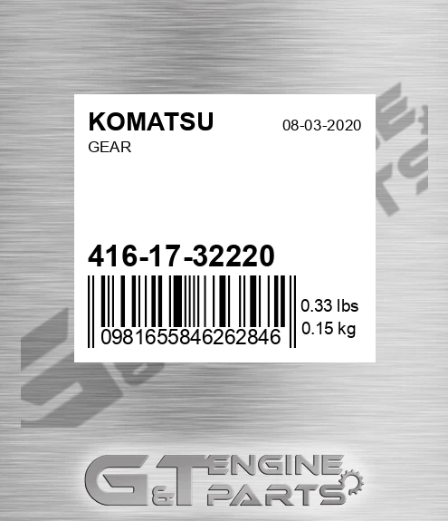 416-17-32220 Gear for KOMATSU