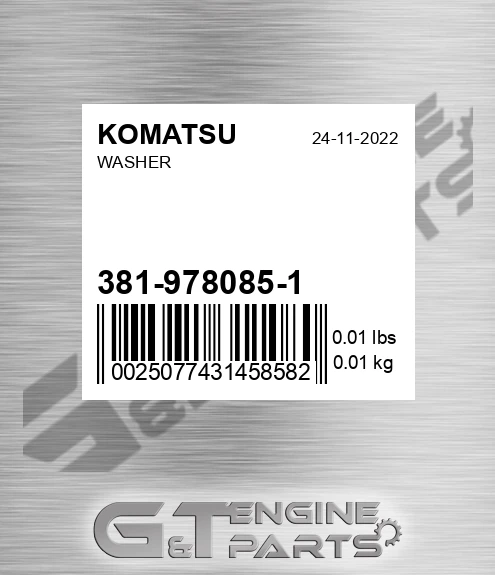 381-978085-1 Washer for KOMATSU