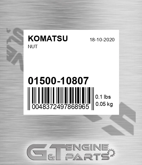 01500-10807 Nut for KOMATSU