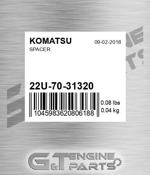 22U-70-31320 Spacer for KOMATSU