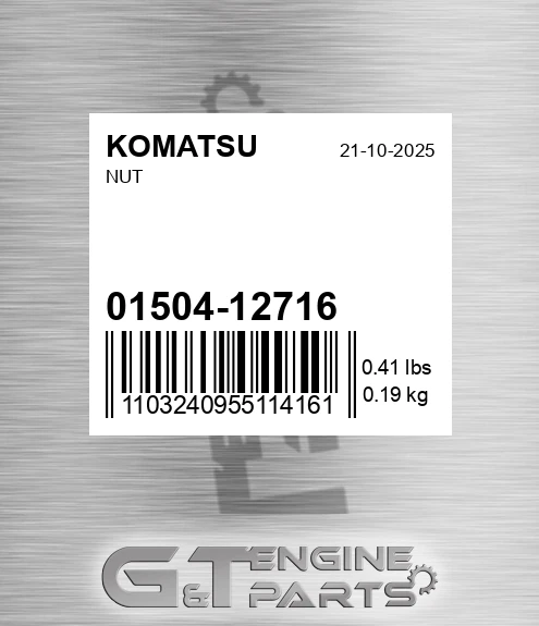 01504-12716 Nut for KOMATSU