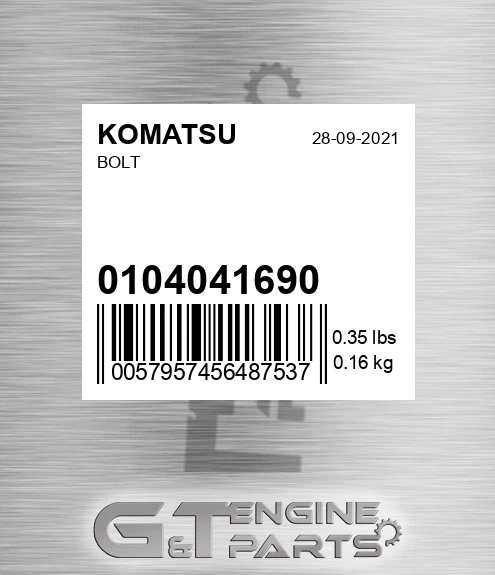 01040-41690 Bolt for KOMATSU