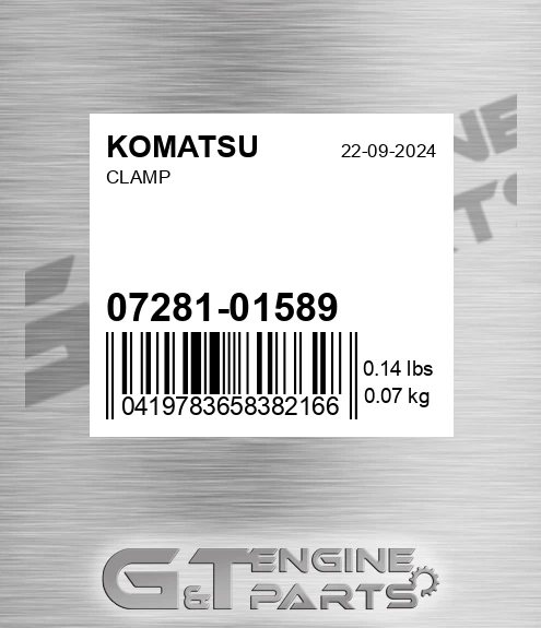 07281-01589 Clamp for KOMATSU