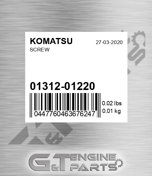 01312-01220 Screw for KOMATSU