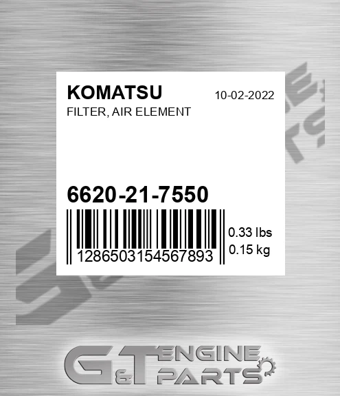6620-21-7550 Filter, Air Element for KOMATSU