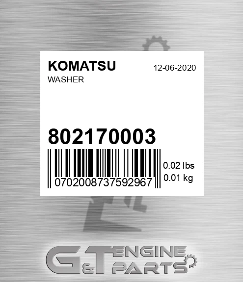 802170003 KOMATSU Washer