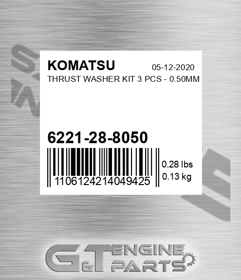 6221-28-8050 Thrust Washer Kit 3 Pcs - 0.50mm for KOMATSU