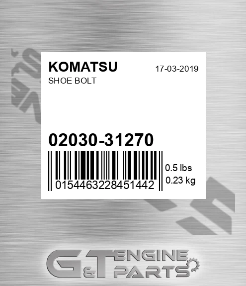 02030-31270 Shoe Bolt for KOMATSU