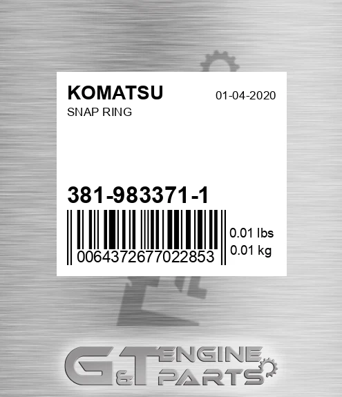 381-983371-1 Snap Ring for KOMATSU