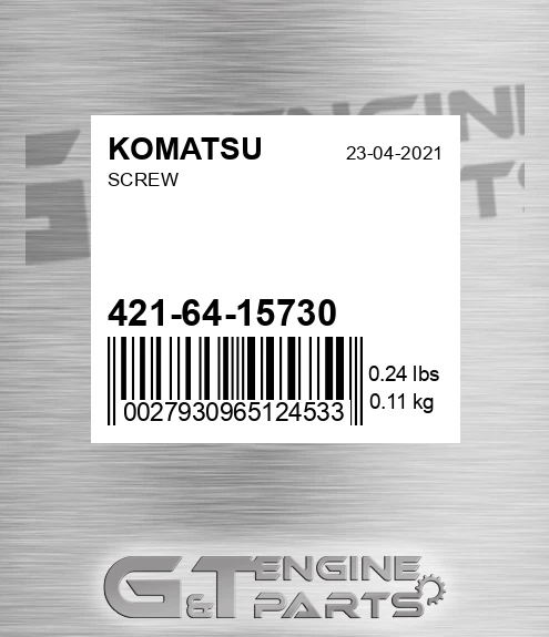 421-64-15730 Screw for KOMATSU