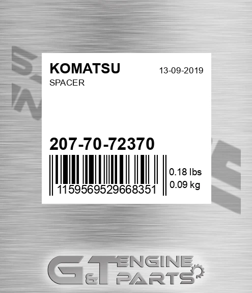 207-70-72370 Spacer for KOMATSU