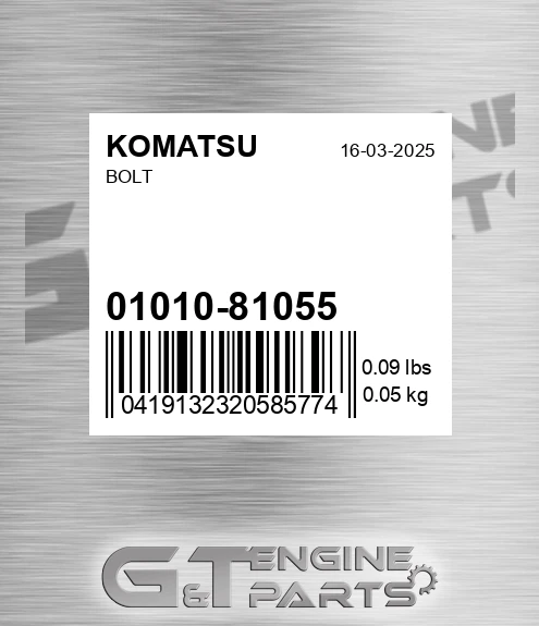 01010-81055 Bolt for KOMATSU