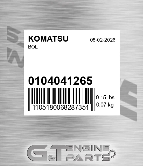 01040-41265 Bolt for KOMATSU