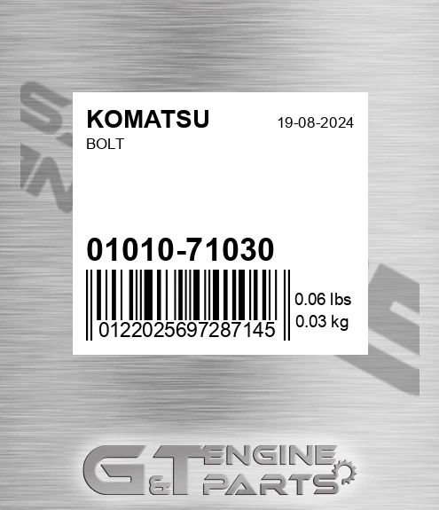 01010-71030 Bolt for KOMATSU