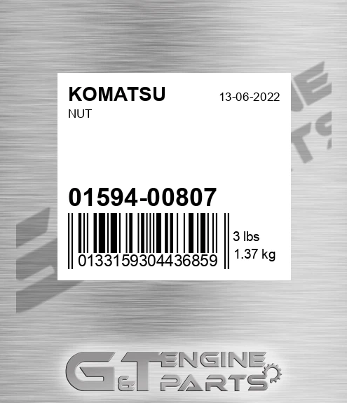 01594-00807 Nut for KOMATSU