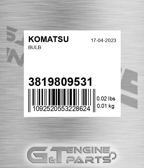 381-980953-1 Bulb for KOMATSU