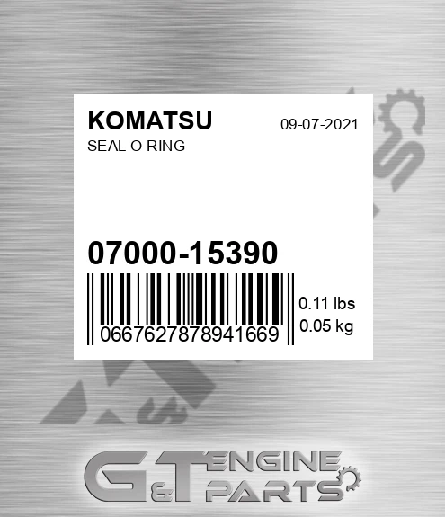 07000-15390 Seal O Ring for KOMATSU