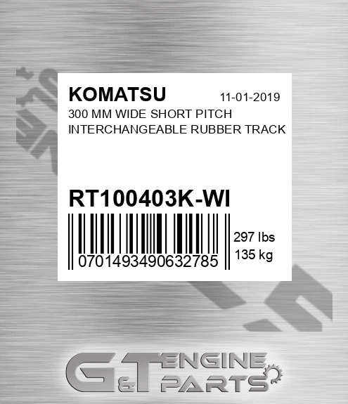 RT100403K-WI 300 Mm Wide Short Pitch Interchangeable Rubber Track
